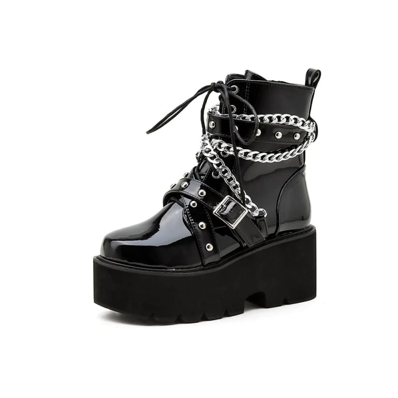 Gothic Chain Black Boots ON163 6 Gothic Chain Black Boots ON163 - Image 6
