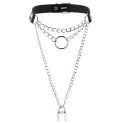 Gothic Chain Padlock Multilayer Choker Necklace (Available In 16 Colors) EG0104