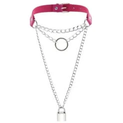 Gothic Chain Padlock Multilayer Choker Necklace (Available In 16 Colors) EG0104 -EgrilDoll Fashion Outlet Store gothic chain padlock multilayer choker necklace available in 16 colors eg0104 rose 581