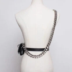 Gothic Chain Strap O-Ring Faux Leather Mini Belt Bag EG342 -EgrilDoll Fashion Outlet Store gothic chain strap o ring faux leather mini belt bag eg342 925
