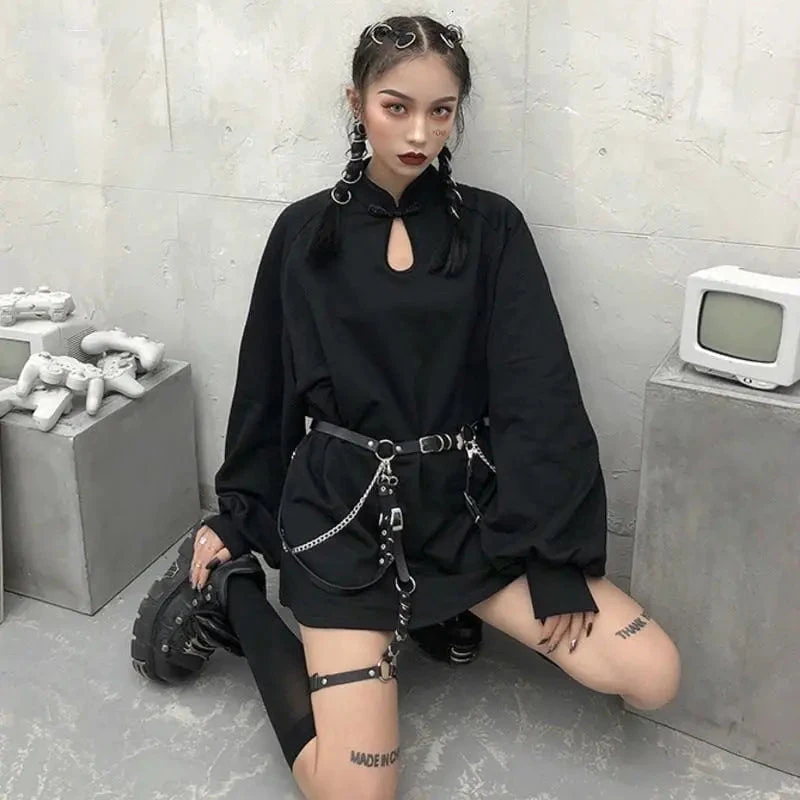 Gothic Cheongsam Style Loose Shirt Dress EG0110 1 Gothic Cheongsam Style Loose Shirt Dress EG0110