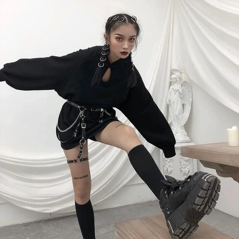 Gothic Cheongsam Style Loose Shirt Dress EG0110 3 Gothic Cheongsam Style Loose Shirt Dress EG0110 - Image 3