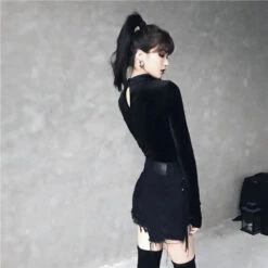 Gothic Classic Velvet Long Sleeve Top EG041 -EgrilDoll Fashion Outlet Store gothic classic velvet long sleeve top eg041 617