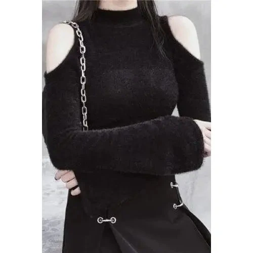 Gothic Cold Shoulder Flare Sleeves Pullover Top EG0126 4 Gothic Cold Shoulder Flare Sleeves Pullover Top EG0126 - Image 4