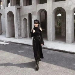 Gothic Cold Shoulder Flare Sleeves Pullover Top EG0126 12 Gothic Cold Shoulder Flare Sleeves Pullover Top EG0126 -EgrilDoll Fashion Outlet Store gothic cold shoulder flare sleeves pullover top eg0126 985