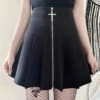 Gothic Cross Zipper Pleated Mini Skirt EG0140