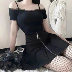 Gothic Cross Zipper Pleated Mini Skirt EG0140 -EgrilDoll Fashion Outlet Store gothic cross zipper pleated mini skirt eg0140 744
