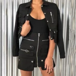 Gothic Cyberpunk Cargo Zipper Mini Skirt EG0144 -EgrilDoll Fashion Outlet Store gothic cyberpunk cargo zipper mini skirt eg0144 938