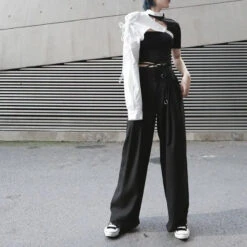 Gothic Cyberpunk One Sleeve Buckle Outerwear EG0152 -EgrilDoll Fashion Outlet Store gothic cyberpunk one sleeve buckle outerwear eg0152 114