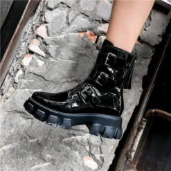 Gothic Cyberpunk Patent/PU Leather Triple Buckle Boots EG0155 -EgrilDoll Fashion Outlet Store gothic cyberpunk patentpu leather triple buckle boots eg0155 436