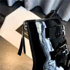 Gothic Cyberpunk Patent/PU Leather Triple Buckle Boots EG0155 -EgrilDoll Fashion Outlet Store gothic cyberpunk patentpu leather triple buckle boots eg0155 469
