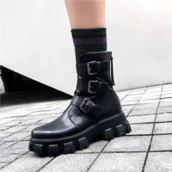 Gothic Cyberpunk Patent/PU Leather Triple Buckle Boots EG0155 -EgrilDoll Fashion Outlet Store gothic cyberpunk patentpu leather triple buckle boots eg0155 853