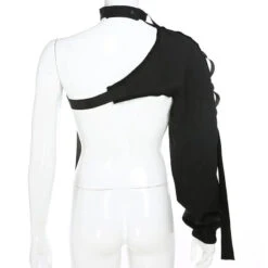 Gothic Cyberpunk Streetwear Reflective One Shoulder Sleeve Outerwear (Available In 3 Colors) EG381 -EgrilDoll Fashion Outlet Store gothic cyberpunk streetwear reflective one shoulder sleeve outerwear available in 3 138