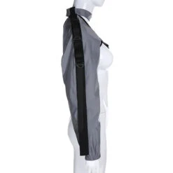 Gothic Cyberpunk Streetwear Reflective One Shoulder Sleeve Outerwear (Available In 3 Colors) EG381 -EgrilDoll Fashion Outlet Store gothic cyberpunk streetwear reflective one shoulder sleeve outerwear available in 3 149
