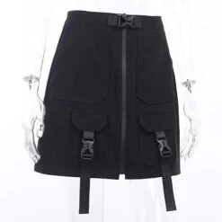 Gothic Cyberpunk Zip Up Buckles Cargo Mini Skirt EG0159 -EgrilDoll Fashion Outlet Store gothic cyberpunk zip up buckles cargo mini skirt eg0159 964