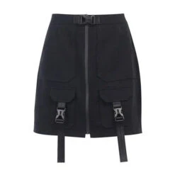 Gothic Cyberpunk Zip Up Buckles Cargo Mini Skirt EG0159 -EgrilDoll Fashion Outlet Store gothic cyberpunk zip up buckles cargo mini skirt eg0159 black s 577