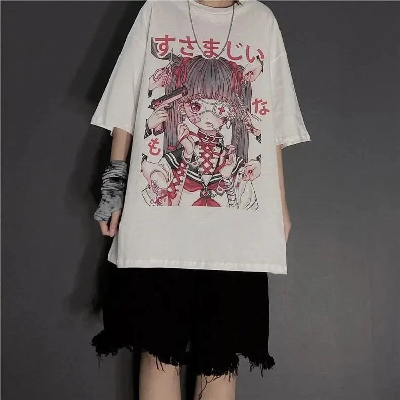 Gothic Dark Yami Kawaii Eyepatch Doll Oversized Shirt EG0160 3 Gothic Dark Yami Kawaii Eyepatch Doll Oversized Shirt EG0160 - Image 3
