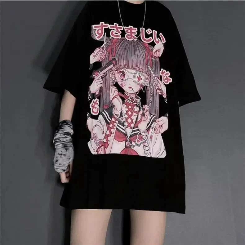 Gothic Dark Yami Kawaii Eyepatch Doll Oversized Shirt EG0160 7 Gothic Dark Yami Kawaii Eyepatch Doll Oversized Shirt EG0160 - Image 7