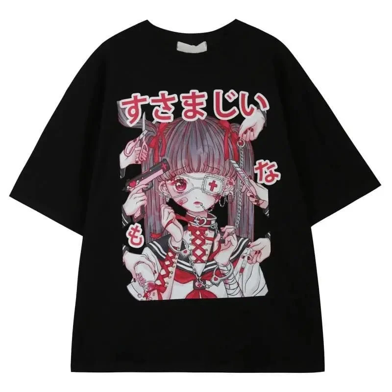 Gothic Dark Yami Kawaii Eyepatch Doll Oversized Shirt EG0160 5 Gothic Dark Yami Kawaii Eyepatch Doll Oversized Shirt EG0160 - Image 5