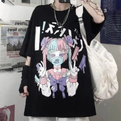 Gothic Dark Yami Kawaii Mask Doll Oversized Shirt (Available In 3 Colors) EG262