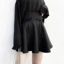Gothic Double Lace Up Waist Mini Skirt EG0169 -EgrilDoll Fashion Outlet Store gothic double lace up waist mini skirt eg0169 920