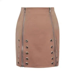 Gothic Double Zipper High Waist Skirt EG0172 -EgrilDoll Fashion Outlet Store gothic double zipper high waist skirt eg0172 khaki one size 618
