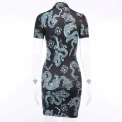 Gothic Dragon Print Cheongsam Summer Bodycon Slit Mini Dress EG204 -EgrilDoll Fashion Outlet Store gothic dragon print cheongsam summer bodycon slit mini dress eg204 149
