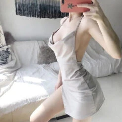 Gothic Draped Neckline Hip Chains Lingerie Dress EG0176 -EgrilDoll Fashion Outlet Store gothic draped neckline hip chains lingerie dress eg0176 537