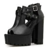 Gothic Eyelet Cross Straps Peep Toe Platform Shoes EG17373