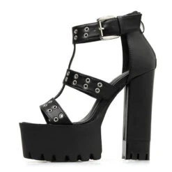 Gothic Eyelet Triple Strap Gladiator Platform Sandals EG0188 -EgrilDoll Fashion Outlet Store gothic eyelet triple strap gladiator platform sandals eg0188 739