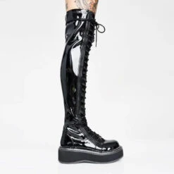 Gothic Faux Leather Over The Knee Boots (Available In Black, Red, And White) EG180 -EgrilDoll Fashion Outlet Store gothic faux leather over the knee boots available in black red and white eg180 549