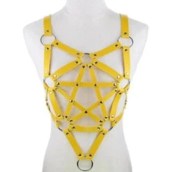 Gothic Faux Leather Pentagram Body Harness EG0203 -EgrilDoll Fashion Outlet Store gothic faux leather pentagram body harness eg0203 yellow 782