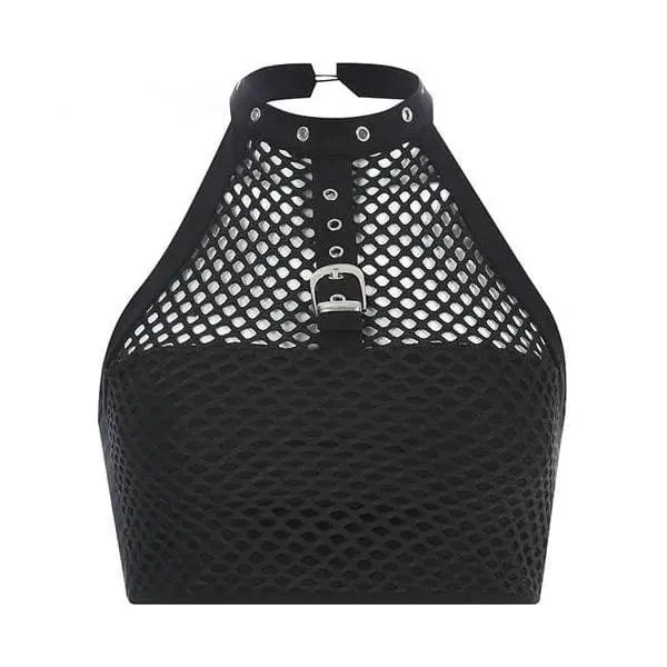 Gothic Fishnet Choker Collar Tank Top EG341 4 Gothic Fishnet Choker Collar Tank Top EG341 - Image 4