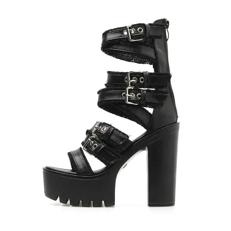 Gothic Gladiator Criss Cross Straps Platform Sandals EG0225 3 Gothic Gladiator Criss Cross Straps Platform Sandals EG0225 - Image 3
