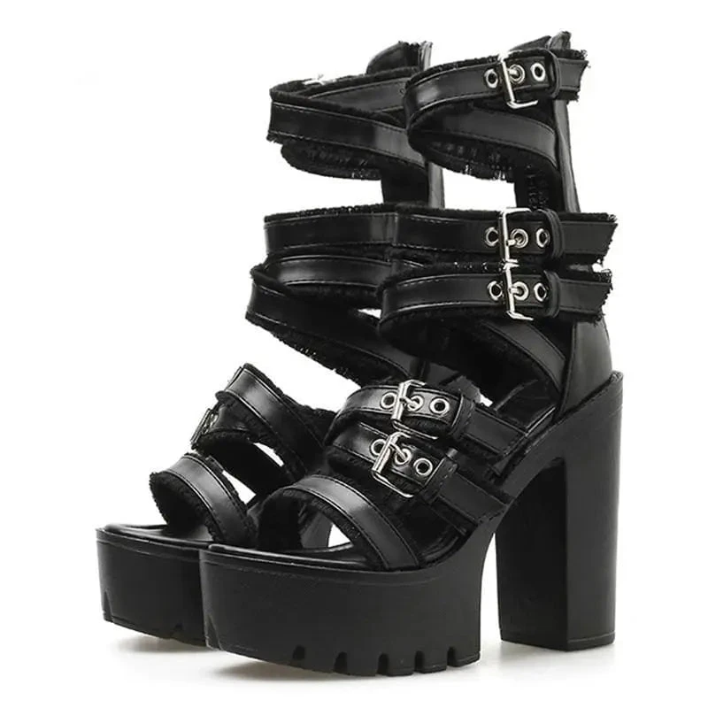 Gothic Gladiator Criss Cross Straps Platform Sandals EG0225 1 Gothic Gladiator Criss Cross Straps Platform Sandals EG0225