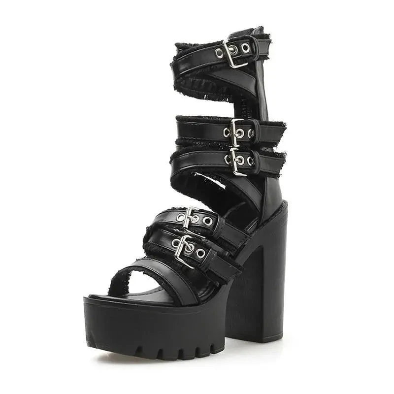 Gothic Gladiator Criss Cross Straps Platform Sandals EG0225 2 Gothic Gladiator Criss Cross Straps Platform Sandals EG0225 - Image 2