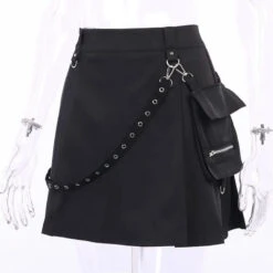 Gothic Grommet Strap Patchwork Pocket Mini Skirt EG104 -EgrilDoll Fashion Outlet Store gothic grommet strap patchwork pocket mini skirt eg104 950