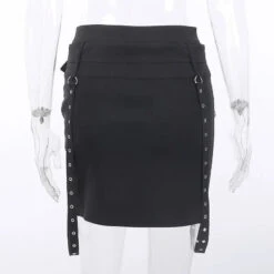 Gothic Grommet Straps Zip Up Pencil Mini Skirt EG0231 -EgrilDoll Fashion Outlet Store gothic grommet straps zip up pencil mini skirt eg0231 221