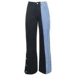 Gothic Grunge Black Blue Parchwork Jeans Pants EG17041 -EgrilDoll Fashion Outlet Store gothic grunge black blue parchwork jeans pants eg17041 848
