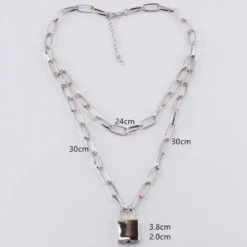Gothic Grunge Black Chain Padlock Necklace EG260
