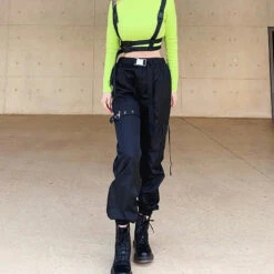 Gothic Grunge Black Loose Cargo Pants EG367 -EgrilDoll Fashion Outlet Store gothic grunge black loose cargo pants eg367 531