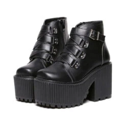 Gothic Grunge Buckle Ankle Platform Boots EG0243