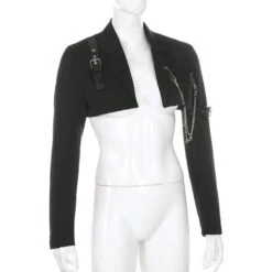 Gothic Grunge Chains Cropped Jacket EG0255 -EgrilDoll Fashion Outlet Store gothic grunge chains cropped jacket eg0255 405