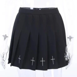 Gothic Grunge Cross Print Pleated Mini Skirt EG13899 -EgrilDoll Fashion Outlet Store gothic grunge cross print pleated mini skirt eg13899 658