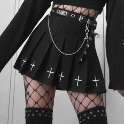 Gothic Grunge Cross Print Pleated Mini Skirt EG13899 -EgrilDoll Fashion Outlet Store gothic grunge cross print pleated mini skirt eg13899 769