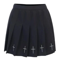 Gothic Grunge Cross Print Pleated Mini Skirt EG13899
