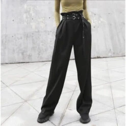 Gothic Grunge Double Belt High Waist Pants EG0269