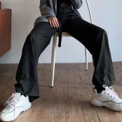 Gothic Grunge Double Belt High Waist Pants EG0269 -EgrilDoll Fashion Outlet Store gothic grunge double belt high waist pants eg0269 713