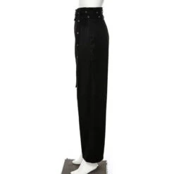 Gothic Grunge Double Belt High Waist Pants EG0269 -EgrilDoll Fashion Outlet Store gothic grunge double belt high waist pants eg0269 981