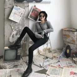 Gothic Grunge Double Lace Up Skinny Pants EG071 -EgrilDoll Fashion Outlet Store gothic grunge double lace up skinny pants eg071 pant 296